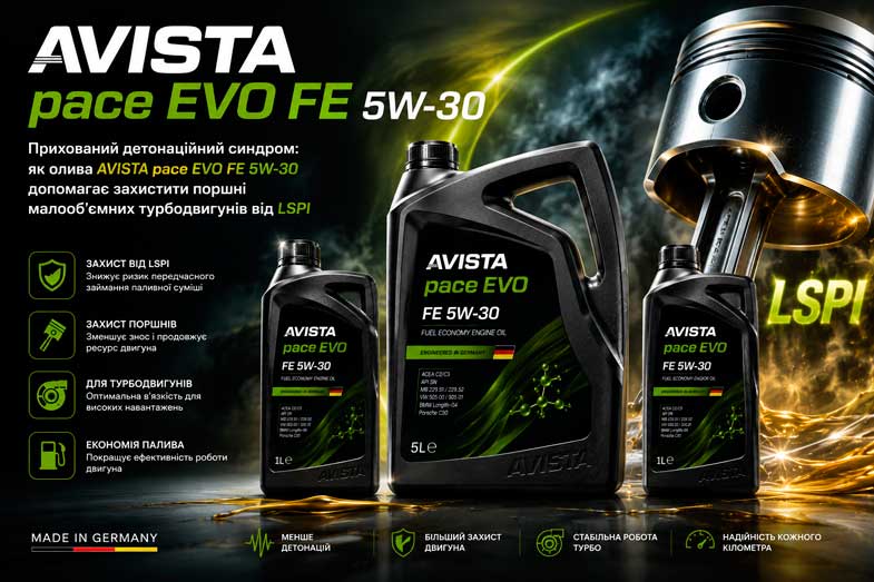 Прихований детонаційний синдром: як олива AVISTA pace EVO FE 5W-30 допомагає захистити поршні малооб'ємних турбодвигунів від LSPI